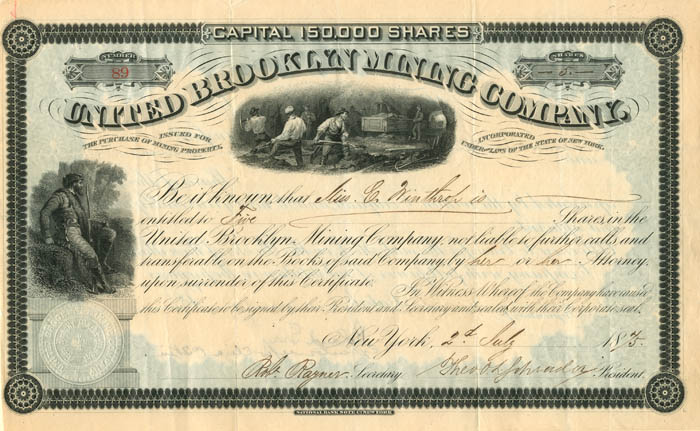 United Brooklyn Mining Co.   - Stock Certificate